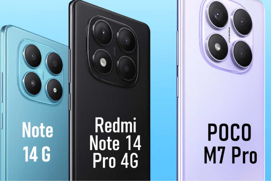 Note 14 4G, Note 14 Pro 4G y POCO M7 Pro